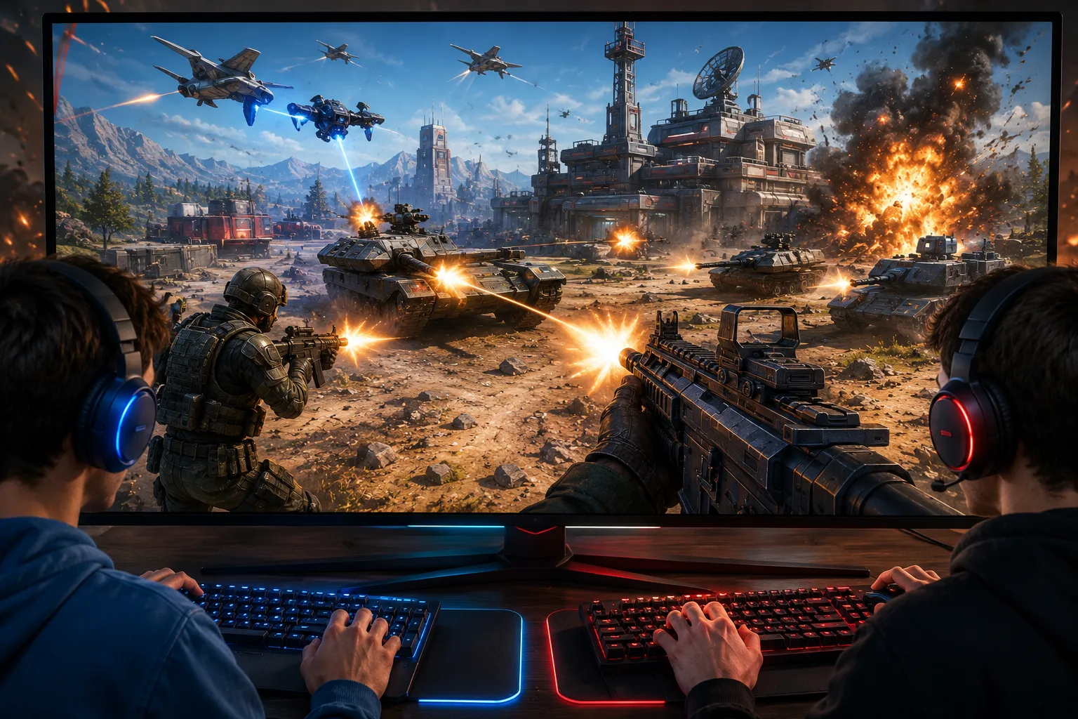 Online multiplayer shooting and action games