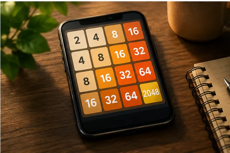 2048 number puzzle game displayed on a smartphone