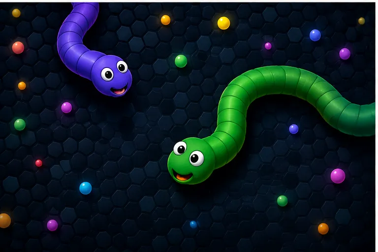 Colorful snake characters competing in an online multiplayer game