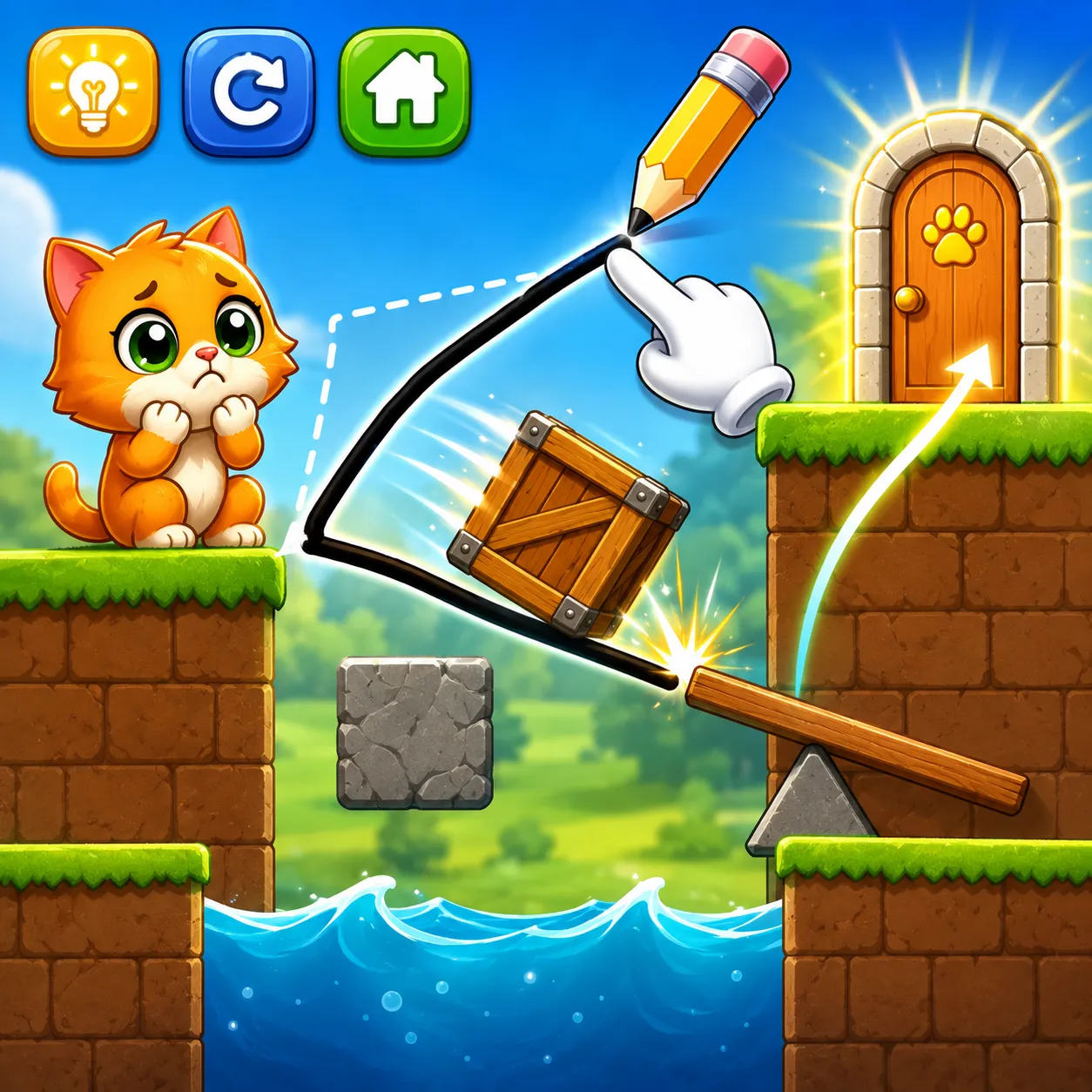 Draw Hit And Play With Cute Cat Game